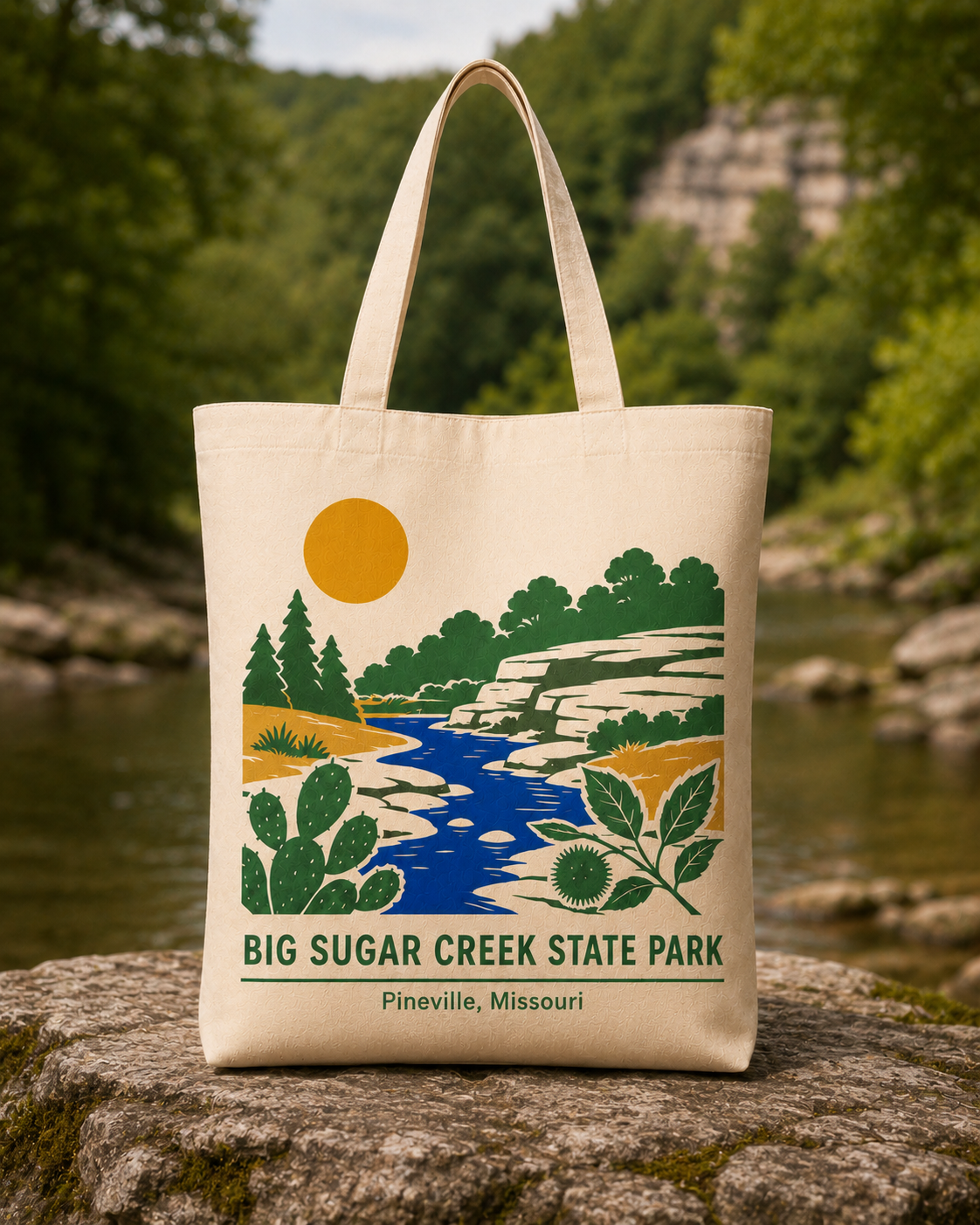 Big Sugar Creek State Park natural background canvas tote bag
