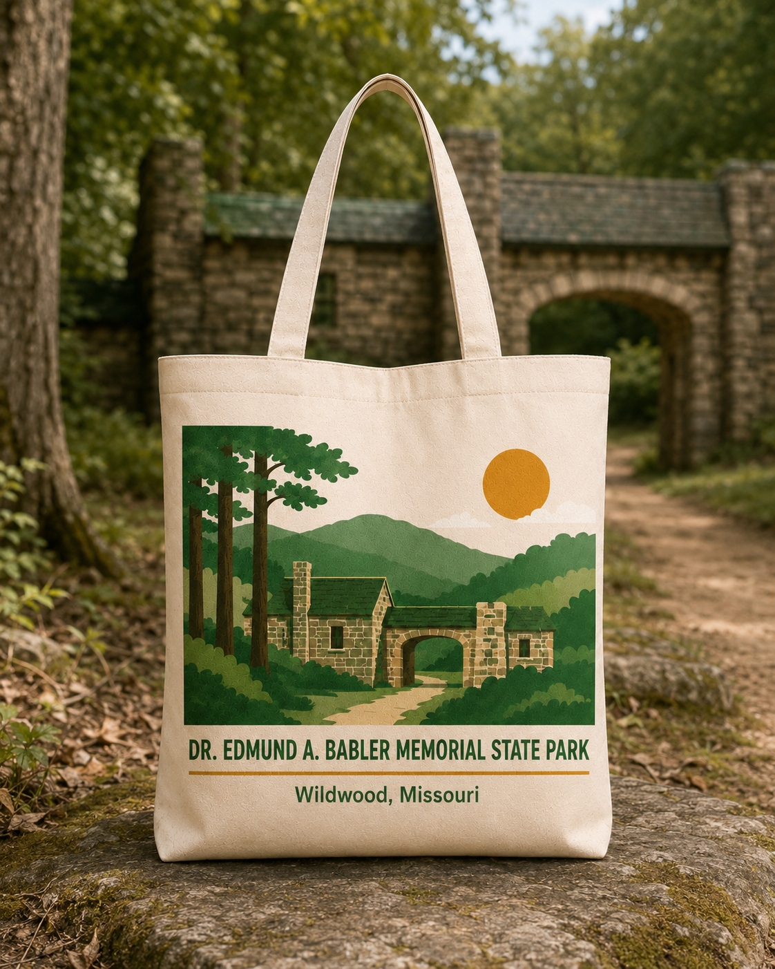 Dr. Edmund A. Babler Memorial State Park natural background canvas tote bag