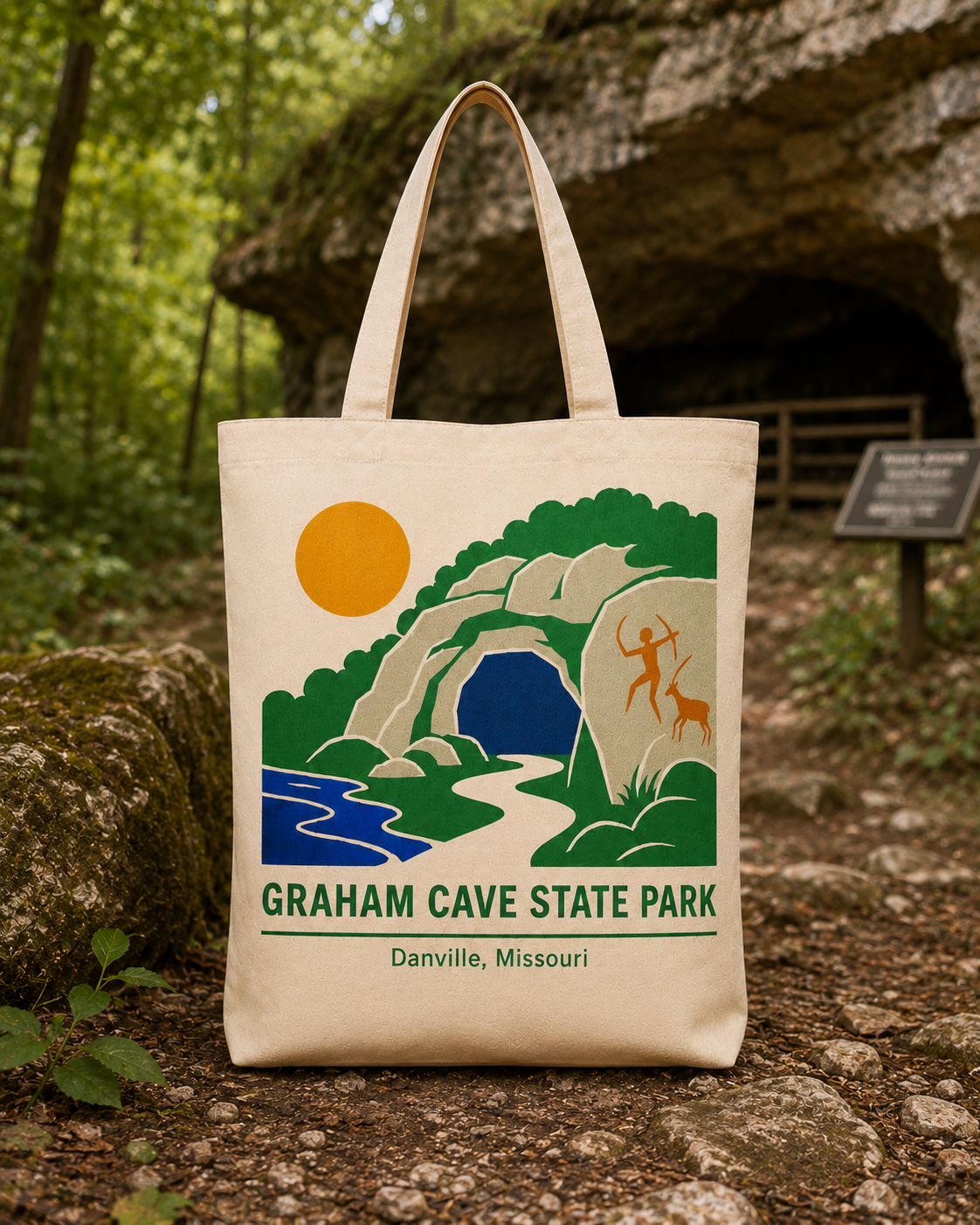 Graham Cave State Park natural background canvas tote bag
