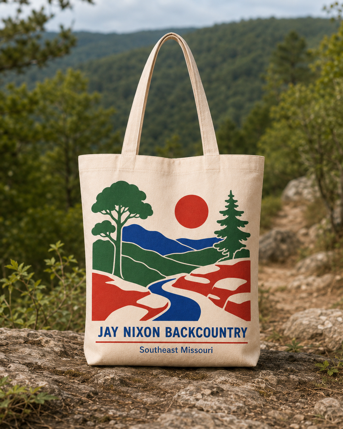 Jay Nixon Backcountry natural background canvas tote bag