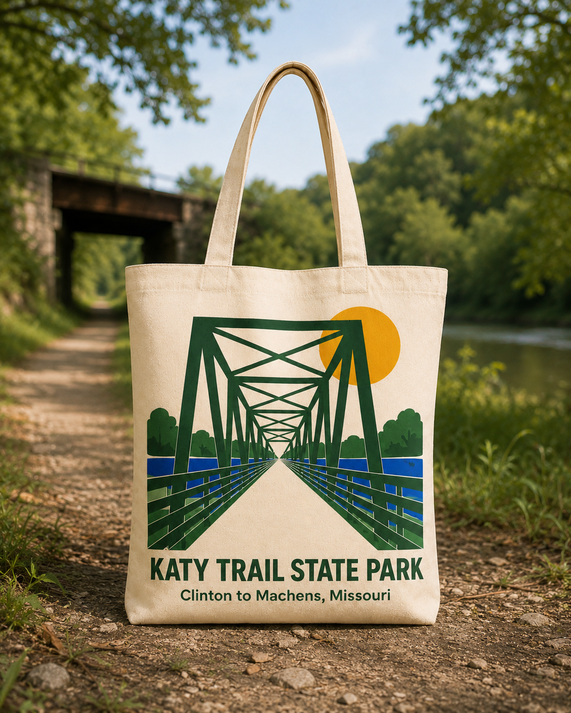 Katy Trail State Park natural background canvas tote bag
