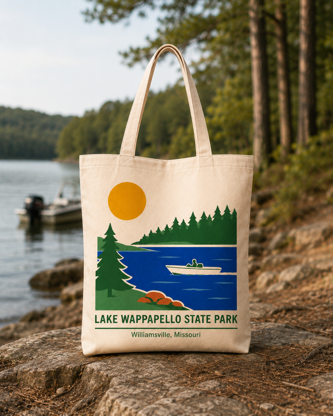 Lake Wappapello State Park natural background canvas tote bag