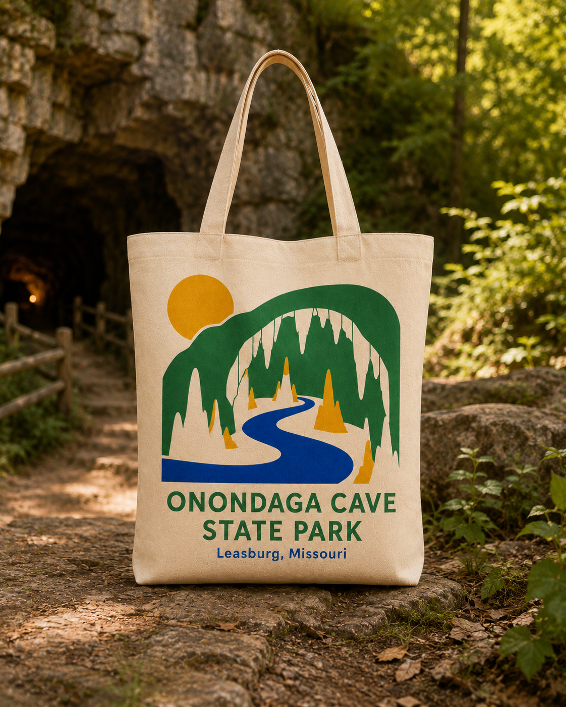 Onondaga Cave State Park natural background canvas tote bag