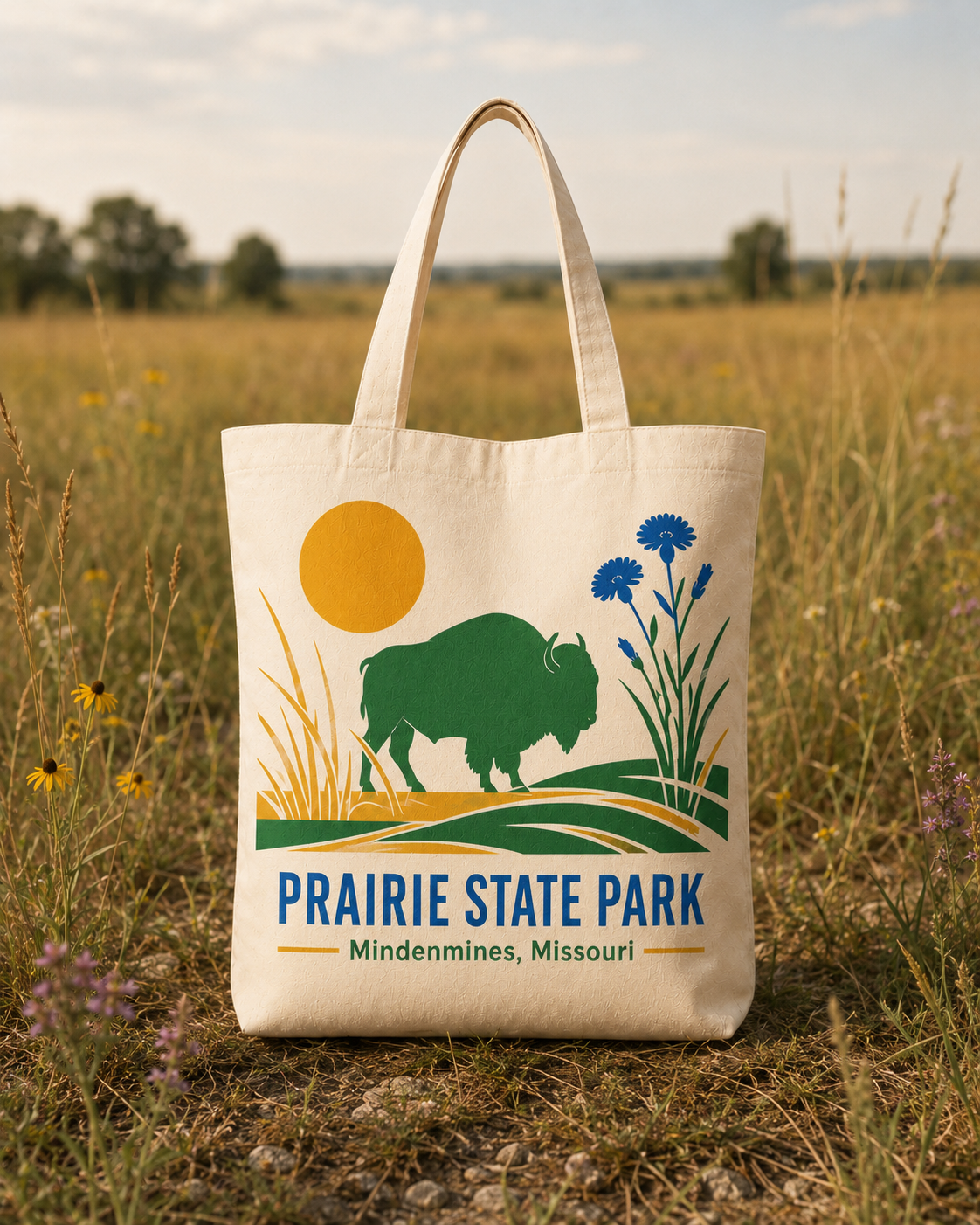Prairie State Park natural background canvas tote bag