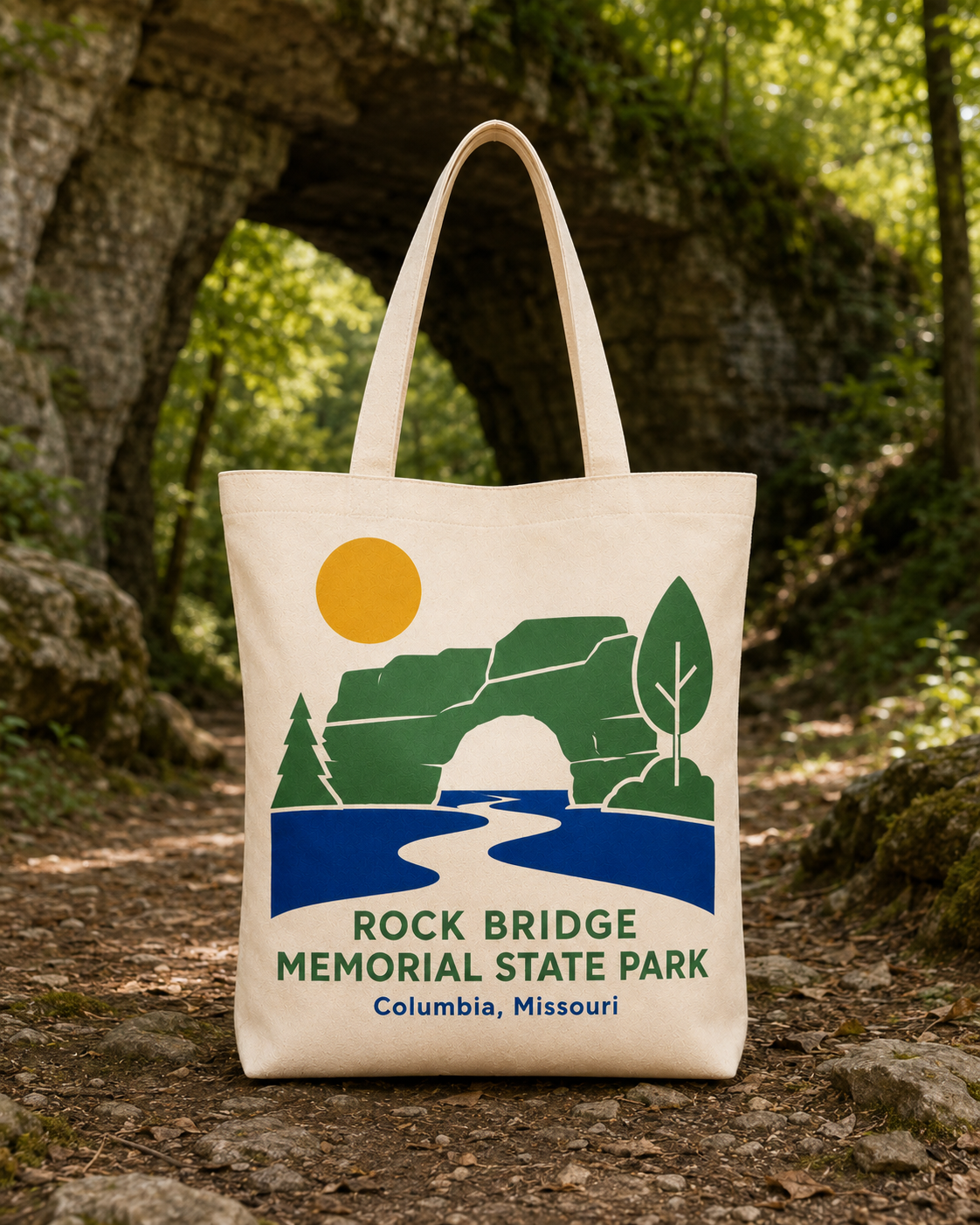Rock Bridge Memorial State Park natural background canvas tote bag