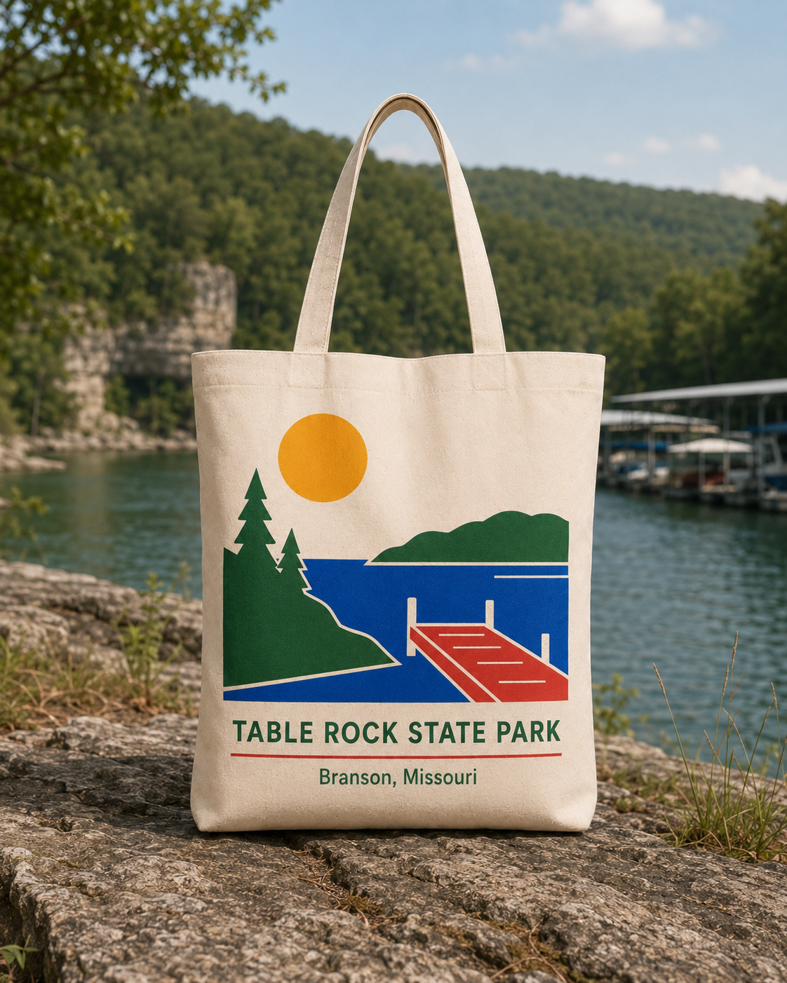 Table Rock State Park natural background canvas tote bag