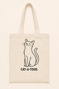 Cat-a-tood. Tote Bag natural canvas tote with one-color black cat design